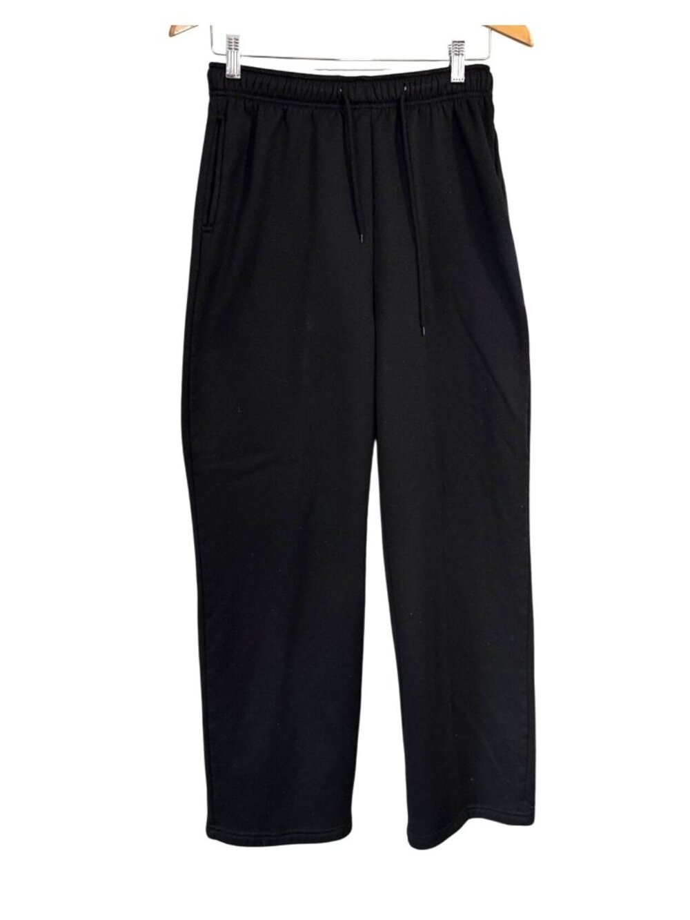 Black Relaxed-Fit Jogger Pants With Elastic Waist & Drawstring Closure Size L